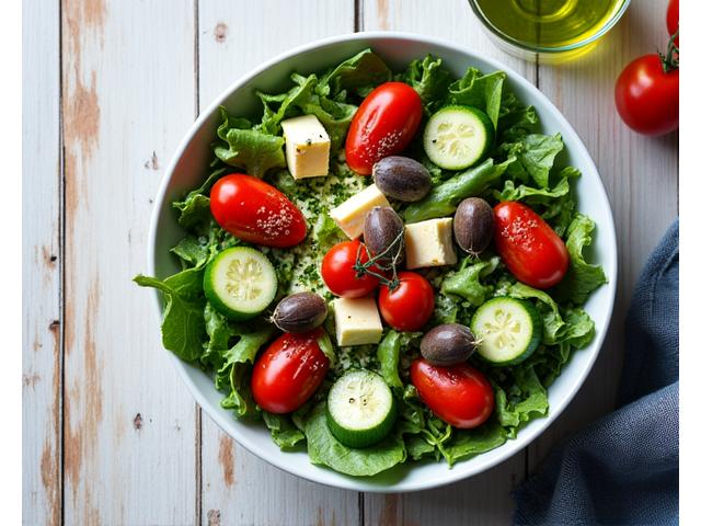 Articolo del blog Vitalegno sulla dieta mediterranea, con immagini di ingredienti freschi.