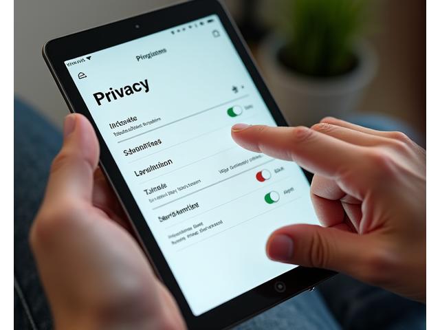 Interfaccia utente concettuale con slider e toggle button per il controllo granulare della privacy dei dati.