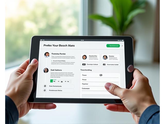 Schermata stilizzata di wizard di creazione profilo utente con icone di privacy e personalizzazione.