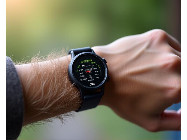 Smartwatch elegante su un polso, con dati wellness